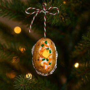 Loaded Baked Potato Christmas Ornament – Handmade Clay Food Ornament – Holiday